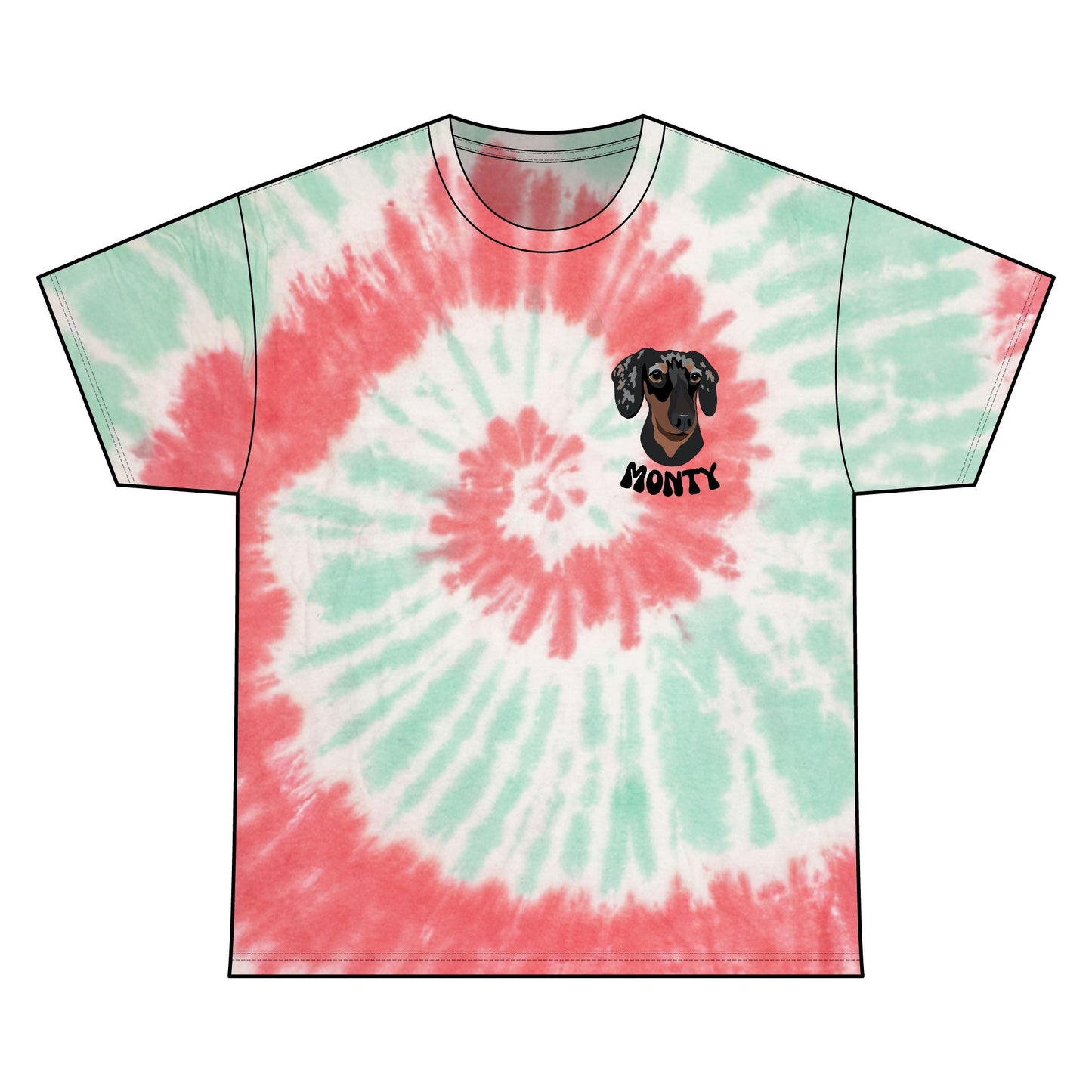 Unisex Tie Dye Pet Portrait Tee, Personalised