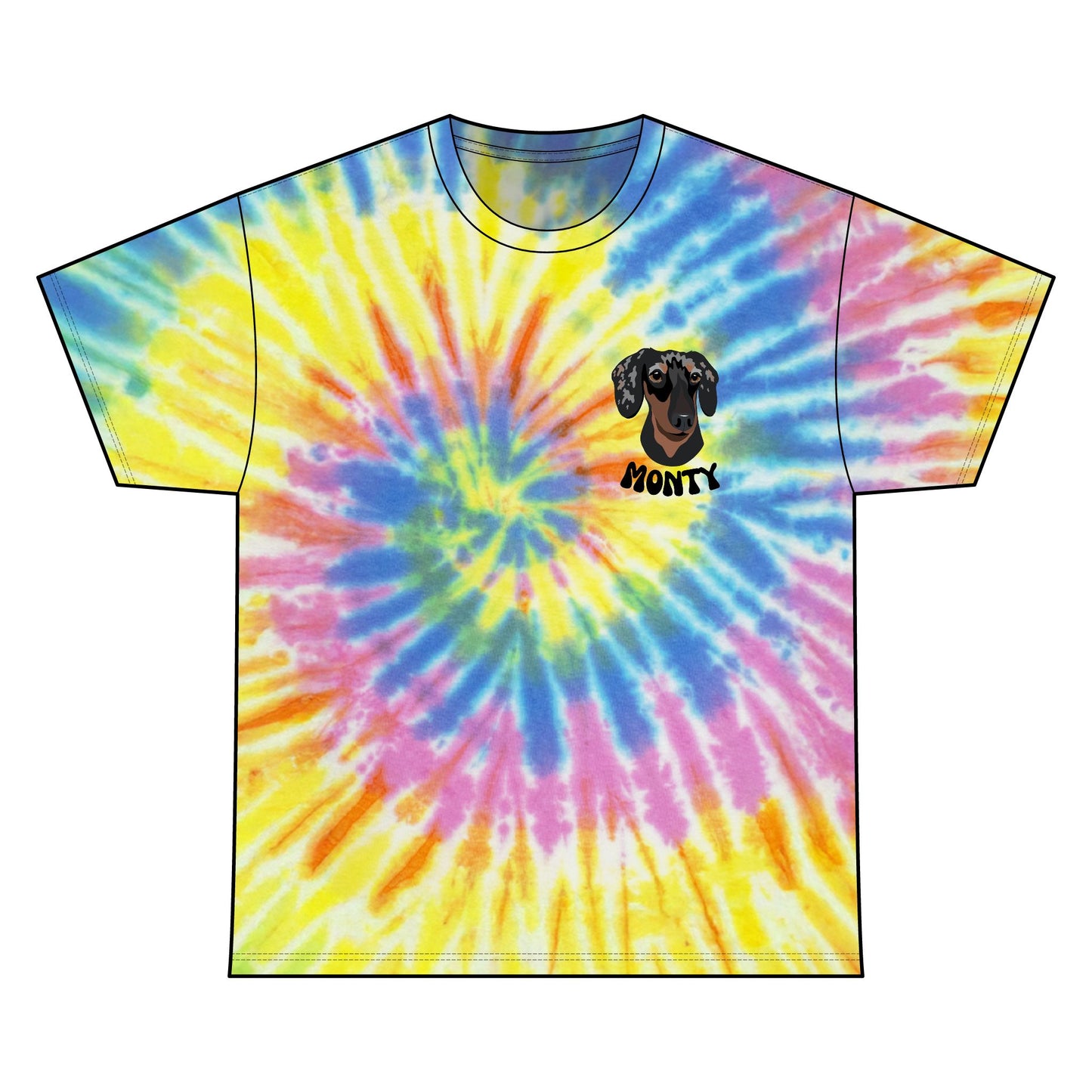 Unisex Tie Dye Pet Portrait Tee, Personalised