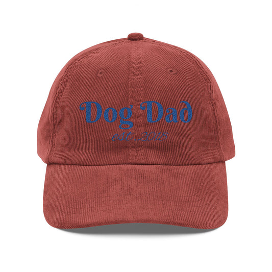 Personalised Text Vintage Corduroy Dog Dad Cap - Embroidered Hat