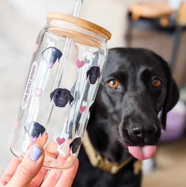 Personalised Glass Can Cup with Bamboo Lid & Straw