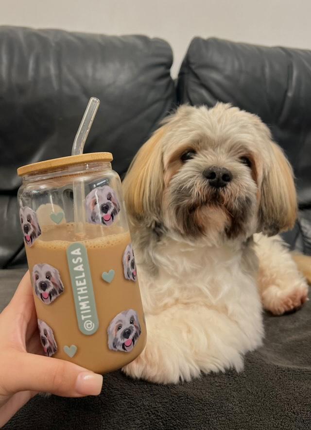 Personalised Glass Can Cup with Bamboo Lid & Straw