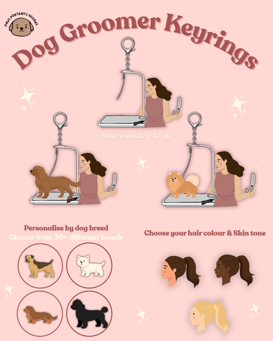 Personalised Dog groomer Keyring