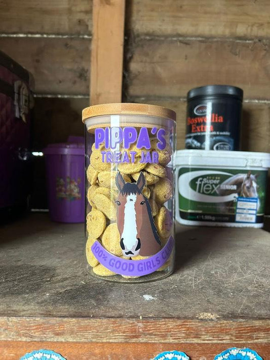 Personalised Treat Jar for Horses,Treat Jar Glass with Bamboo Lid Medium