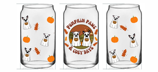 Spooky Season Personalised Glass Can Cup with Bamboo Lid & Straw