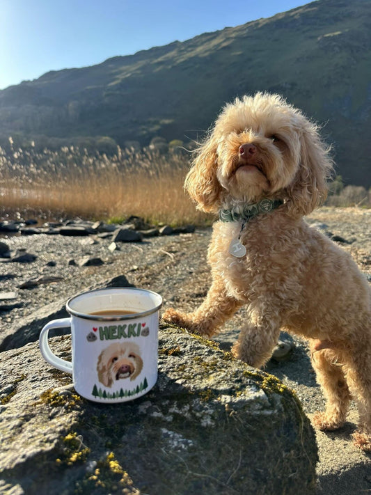 Personalised Enamel Mug using YOUR Pet Photo | Camping Mug