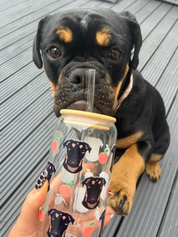 Personalised Glass Can Cup with Bamboo Lid & Straw