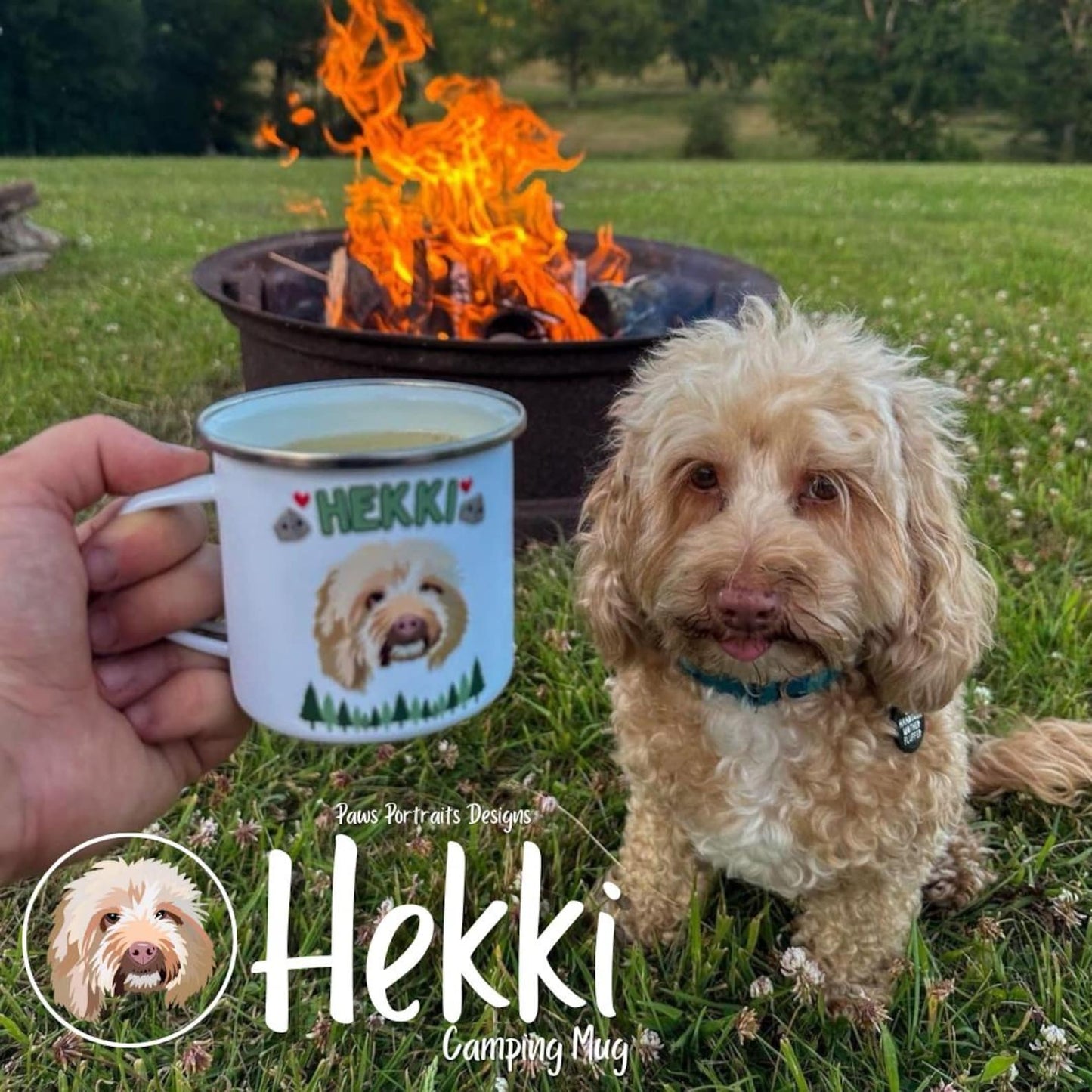 Personalised Enamel Mug using YOUR Pet Photo | Camping Mug