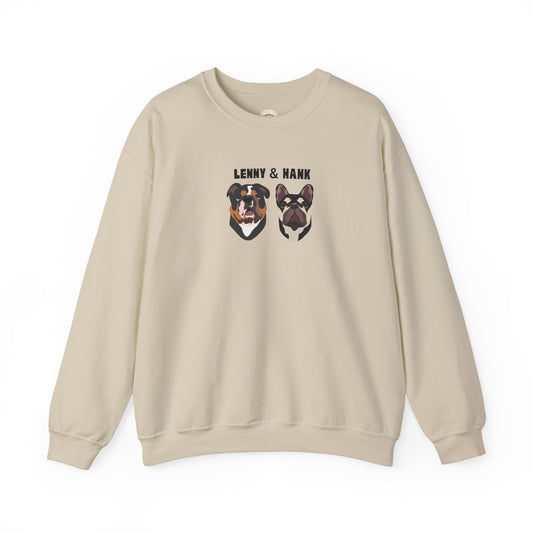 Personalised Sweatshirt with 2 Pets with names & faces, Cozy Unisex Sweatshirt
