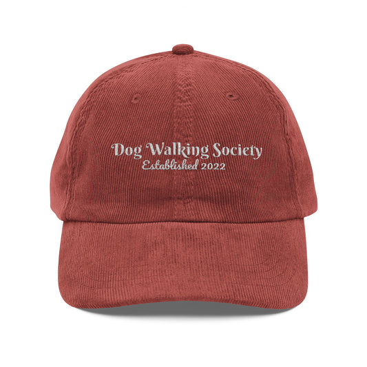 Dog Walking Society Vintage Corduroy Cap - Embroidered Hat for Pet Lovers