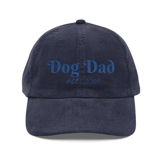 Personalised Text Vintage Corduroy Dog Dad Cap - Embroidered Hat