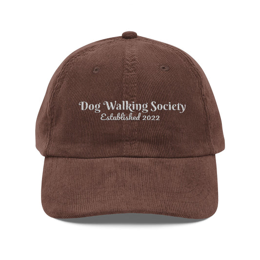 Dog Walking Society Vintage Corduroy Cap - Embroidered Hat for Pet Lovers