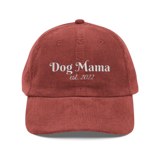 Personalised Text Vintage Corduroy Dog Mama Cap - Embroidered Hat for Pet Lovers