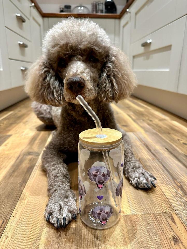 Personalised Glass Can Cup with Bamboo Lid & Straw