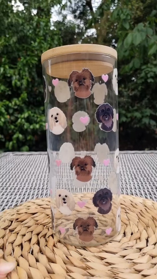 Personalised Treat Jar for Dogs,Treat Jar Glass with Bamboo Lid Large