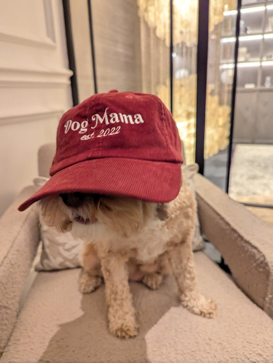 Personalised Text Vintage Corduroy Dog Mama Cap - Embroidered Hat for Pet Lovers