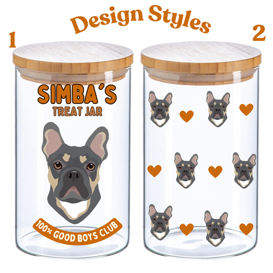 Personalised Treat Jar for Dogs,Treat Jar Glass with Bamboo Lid Medium