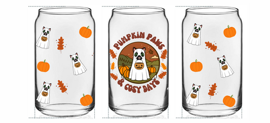 Spooky Season Personalised Glass Can Cup with Bamboo Lid & Straw
