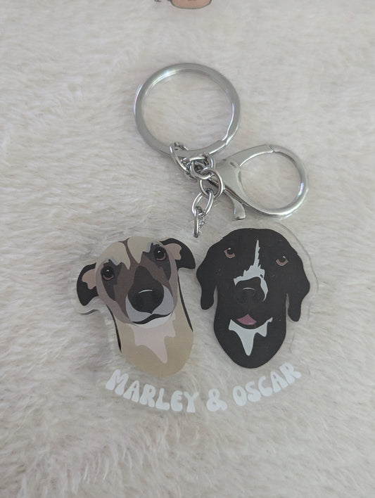 Custom Acrylic Keyrings 2 Pets